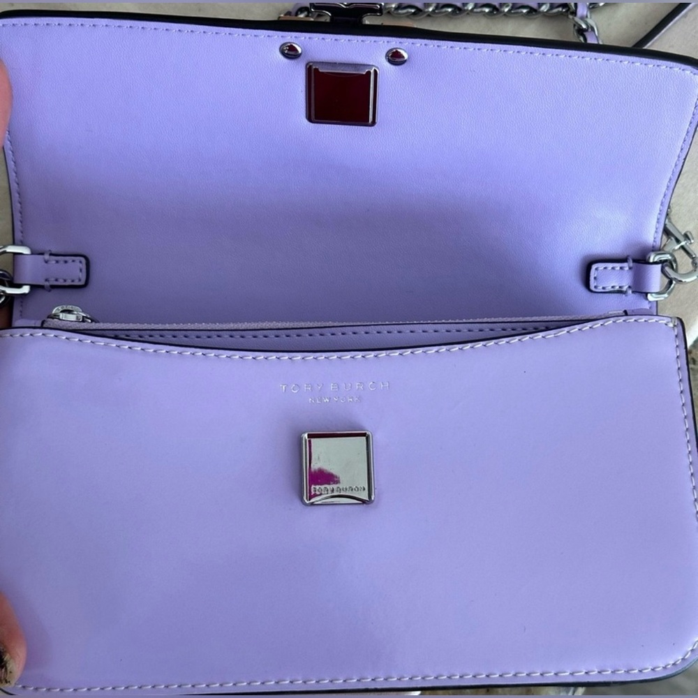 NWT Tory Burch Leather Lavender Crossbody Bag - Picture 5 of 9